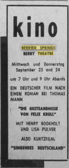 Berry Theatre - SEPT 22 1959
